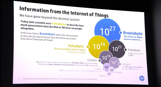 בעידן האינטרנט מרובה המכשירים וה-Big Data, אנו עוזבים את המערכת העשרונית ועוברים לסדר גודל חדש של נתונים שיש לנהל ולהבין. לא עוד מדידה של נפחים בפטה-בייטים אלא בברונטו-בייטים. בדקו כמה זה. צילום: פלי הנמר