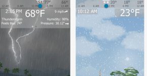 בואו עננים. YoWindow Free Weather , צילום מסך