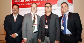 מימין: דריו וייזר, מנהל תחום Big Data באורקל לאזור EMEA; שרון עוזיאל, מנהל פיתוח עסקי בכיר באורקל בתחומי ה-Big Data והסייבר; ג'ף ריצ'מונד, מומחה לארכיטקטורת XLOB אנטרפרייז באורקל לאזור EMEA; ואבנר מימון, מנהל פיתוח עסקי בכיר באורקל ישראל