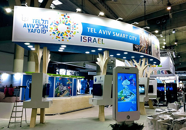 הביתן של עיריית תל אביב-יפו בתערוכת Smart City 2017 בברצלונה. צילום: פלי הנמר