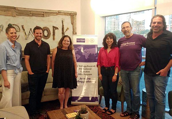 תמונה מהמפגש ב-WeWork. מימין: אבי תמיר, פרופ גדי אריאב, ליבי וייס, אורית מנדלסון שהם, אסף וורהפט ואלינור קלינה. צילום: עדי בקל